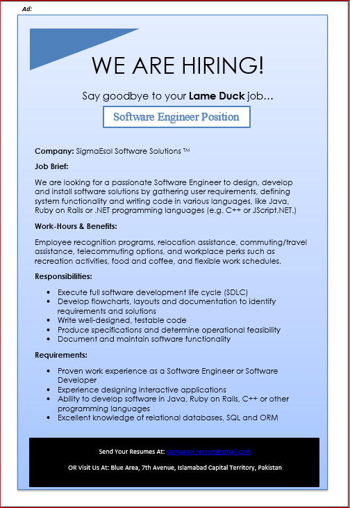 What are the most creative examples of software developer job ads and  announcements? - Quora